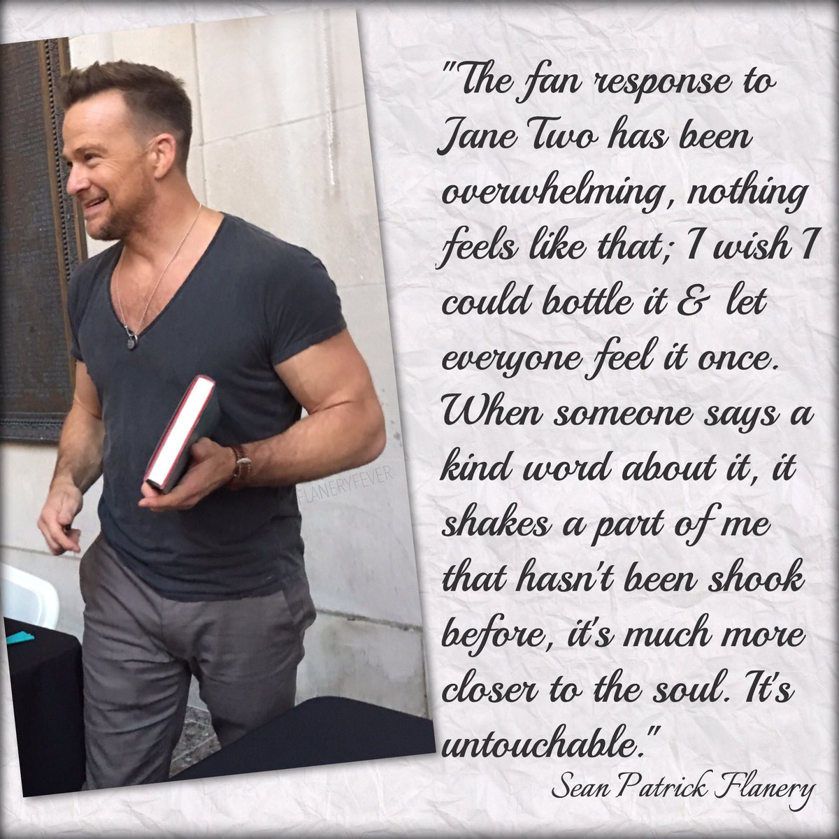 hshea8's tweet photo. "...nothing feels like that. It's untouchable." @seanflanery #FanResponse #JaneTwo #Novels #SPFSunday https://t.co/d9kINdgV6G https://t.co/OMYBSnE8re