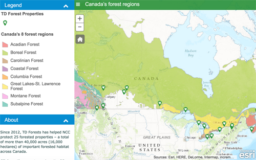 NCC_CNC's tweet photo. ICYMI: Explore an interactive map of forests #TDForests has helped conserve since 2012 https://t.co/jWNn8X1iJY #ForestsMatter https://t.co/fQKW7XGNAT