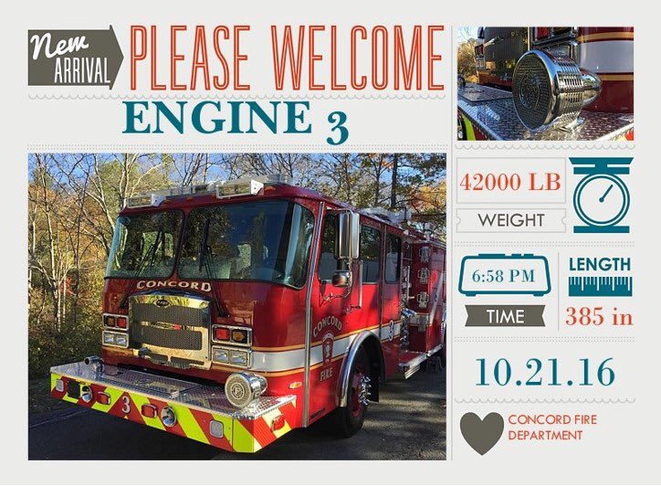 ConcordMAFire's tweet image. A very special announcement from CFD:                          @EONE_FireTrucks @GreenwoodEV #proudparents #engine3