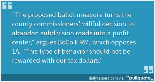 BoCoFIRM's tweet photo. Boulder Daily Camera @dailycamera recommends a NO vote on 1A:  Editorial: County ballot issues a mixed bag  https://t.co/rYiuVHtYUT https://t.co/x8B4TEjZk8