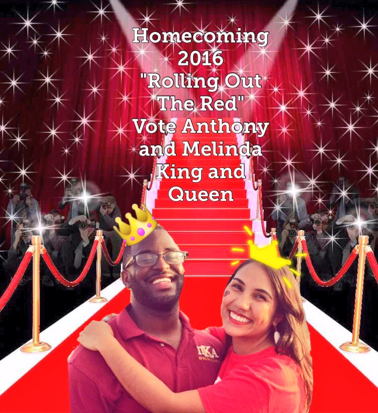 MabsootMel's tweet photo. TOMORROW voting for Homecoming royal court opens up! Vote me and @AntWood1868 King and Queen! 😃#LamarUniversity #LUHC16 #LU #LUHomecoming https://t.co/wbihIHUpFR