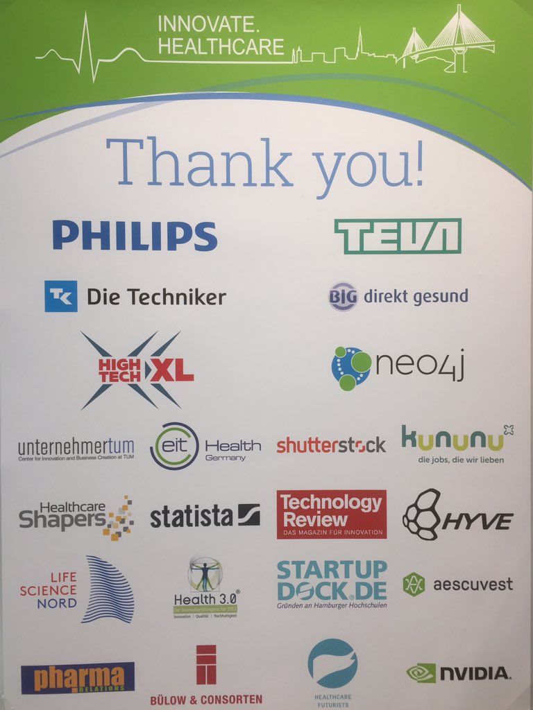 #innovatehc Thanks to all participants and sponsors of <a href="/Innovate_HC/">innovate.healthcare</a> <a href="/hamburg_de/">hamburg.de</a> <a href="/DieTechniker/">Die Techniker</a> <a href="/PhilipsHealth/">Philips Healthcare</a> @teva_de <a href="/neo4j/">Neo4j</a> <a href="/Hightechxl/">HighTechXL</a>