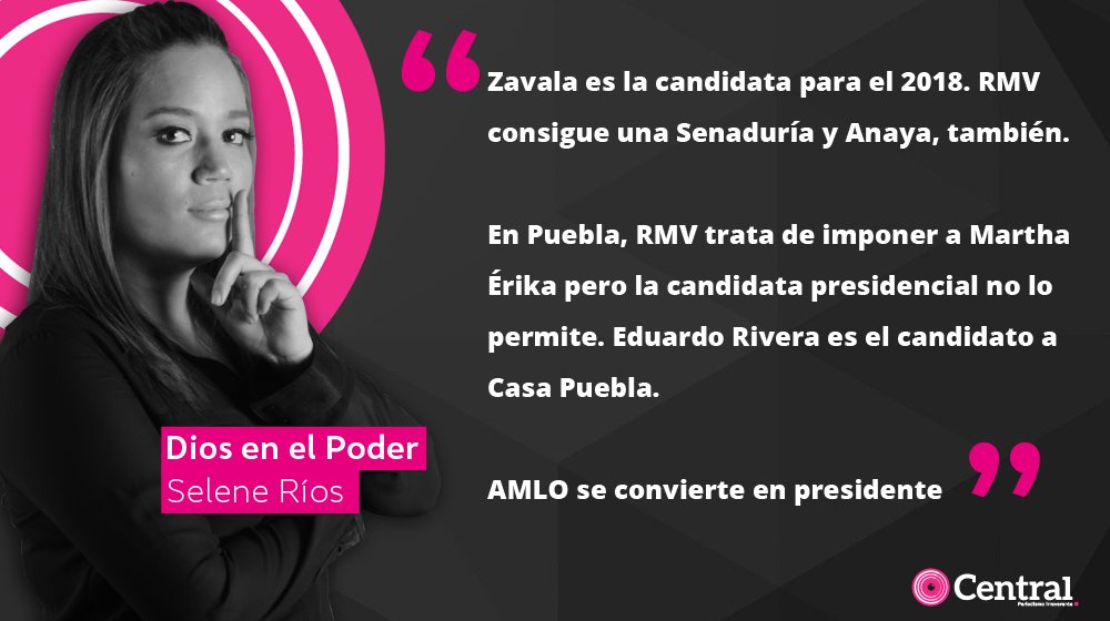 En uno de sus escenarios, <a href="/SeleneRios/">Selene Ríos Andraca</a> cree que RMV fracasará  y AMLO será presidente en el 2018 ow.ly/4VE0305rXq1 #DiosenelPoder