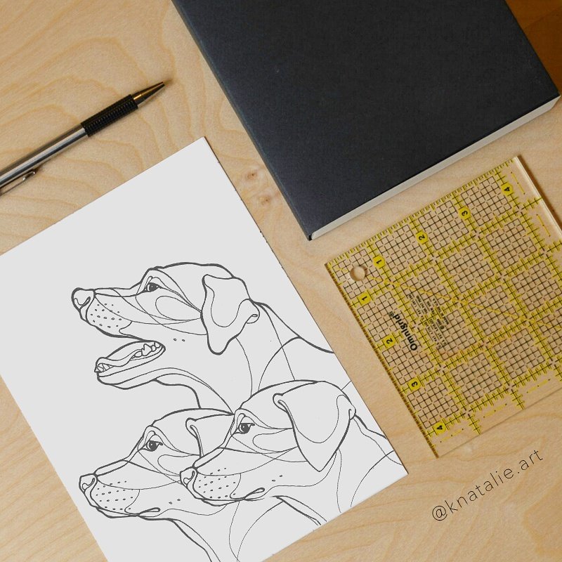 knatalieart's tweet photo. Taking a break from tarot cards to draw some dogs 🐶
#sketch #illustration #drawing #graphicdesign #dog #inktober #wip #linedrawing https://t.co/Yb5pGYxnAJ