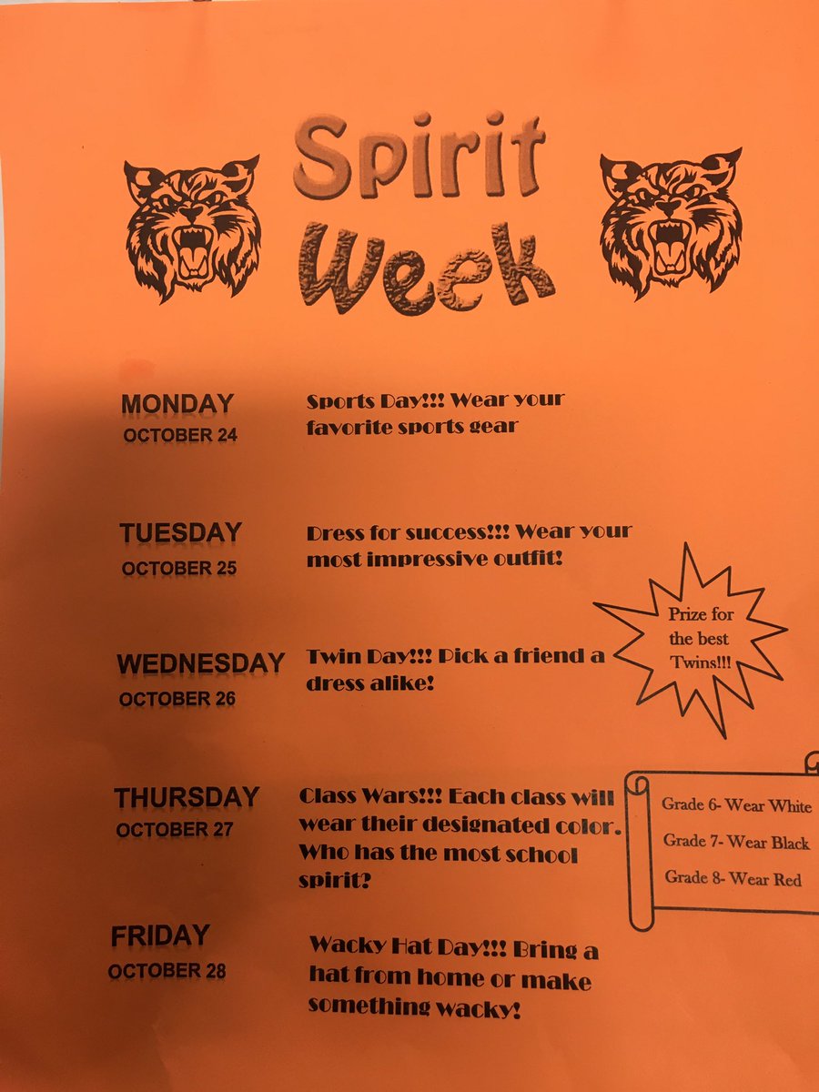 BreedMiddle's tweet photo. Spirit Week begins tomorrow with Sports Day. Wear your favorite sports gear to school! https://t.co/9ZJadiYECs