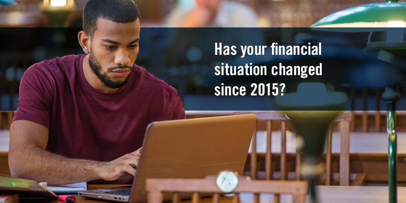 FAFSA's tweet image. The 2017–18 FAFSA asks for your 2015 tax info. If your situation has changed since then, here&apos;s what you should do: bit.ly/2e1yG0a