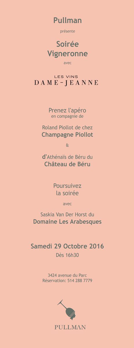 THIS SATURDAY; We welcome Athénaïs de Beru, Roland Piollot &amp; Saskia Van Der Horst <a href="/PullmanMtl/">Pullman</a> 💥💥💥