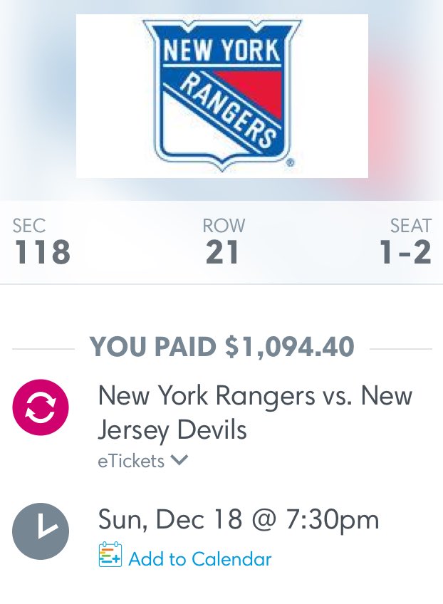 So this just happened. I bought me and my bf tickets to the Devils vs Rangers;this shall be interesting. #NJDevils