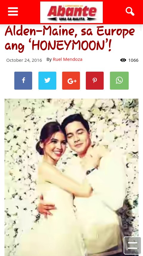 ofcnewscaster's tweet photo. OCT 24 2016
©ABANTE NI RUEL MENDOZA
ALDUB, SA EUROPE ANG 'HONEYMOON'!; GINAWAN NG TULA NG INT'L BEST-SELLING AUTHOR!
#ALDUBTPAnniversary https://t.co/vKwHkb5zha