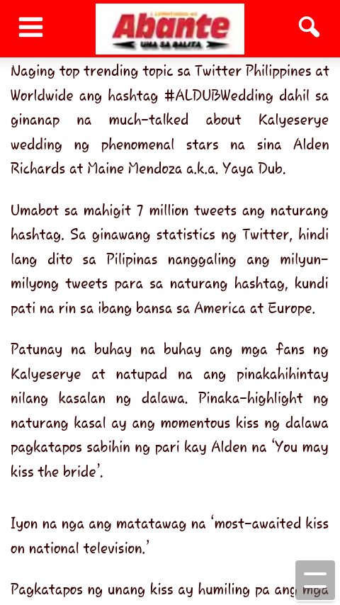 ofcnewscaster's tweet photo. OCT 24 2016
©ABANTE NI RUEL MENDOZA
ALDUB, SA EUROPE ANG 'HONEYMOON'!; GINAWAN NG TULA NG INT'L BEST-SELLING AUTHOR!
#ALDUBTPAnniversary https://t.co/vKwHkb5zha