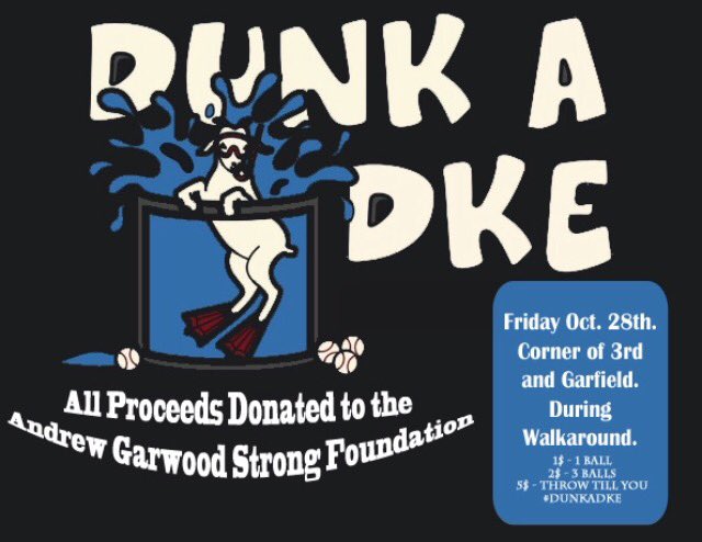 OSUDekes's tweet photo. We are having #DunkADKE during Homecoming Walk Around, this Friday! All proceeds benefit the AGS Foundation for Brain Cancer research! https://t.co/NKpJwy19zj