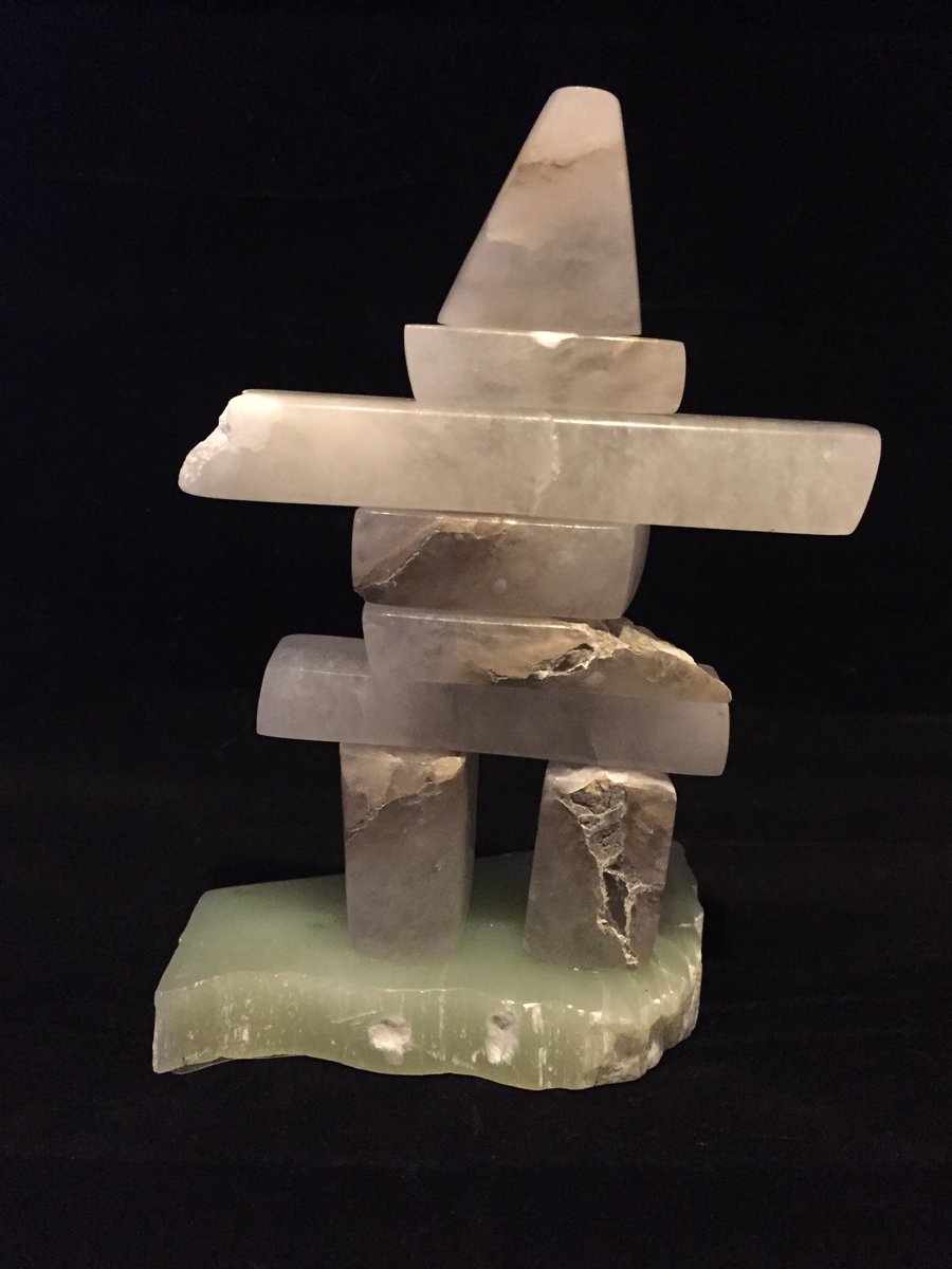 Inukshuk made from white alabaster on an Emerald green soapstone base. #gossamertreasures #alliedartscouncilofsprucegrove #@mhcgeneralstore