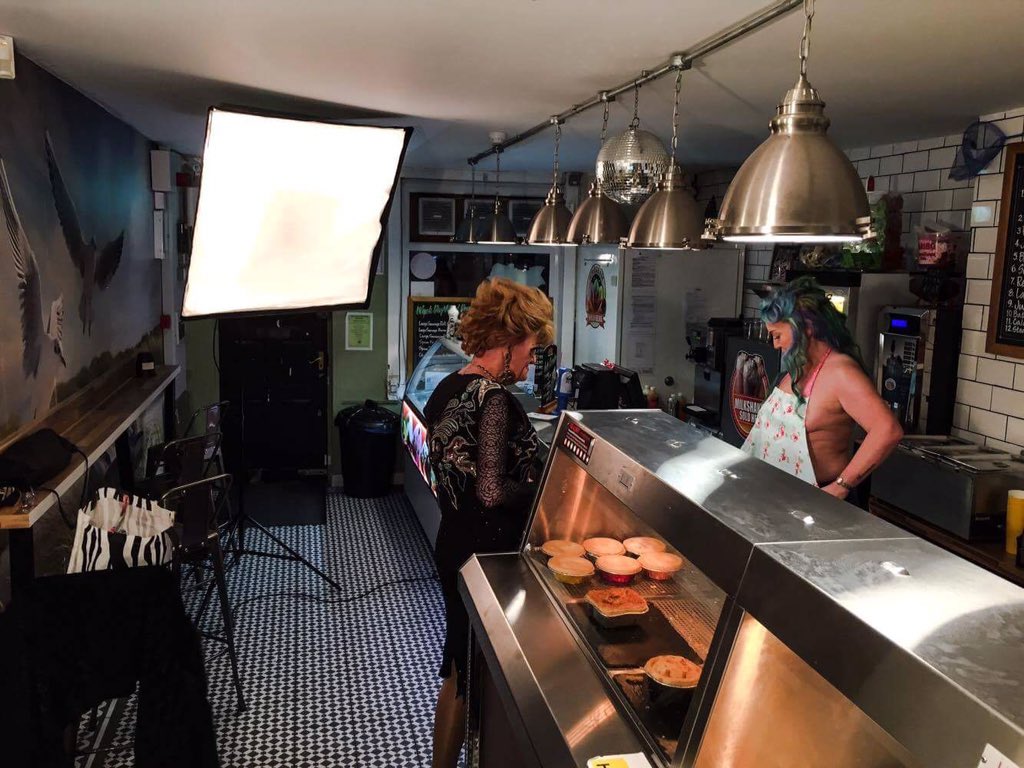 Here, you're getting an exclusive behind the scenes snap for the <a href="/fishnchipsmcr/">TheVillageChipShop</a> entry in the <a href="/axmfoundation/">axmfoundation</a> calendar ft <a href="/MadameAries/">Madame Aries</a> 🐟💃🏼🌈