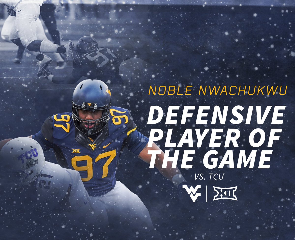 CoachTonyGibson's tweet photo. Congrats to our Defensive Player of the Game vs. TCU @Noble_nwachukwu !!
#WVU 
#DAWGS https://t.co/PZ2zv5G97u