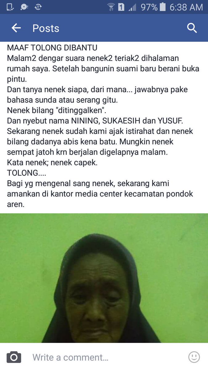 ezkisuyanto's tweet photo. Kakak saya kedatangan Nenek di rumahnya yang mungkin kesasar atau ditinģgal keluarganya.Tolong kl ada yg kenal https://t.co/0nJ30SUG2i