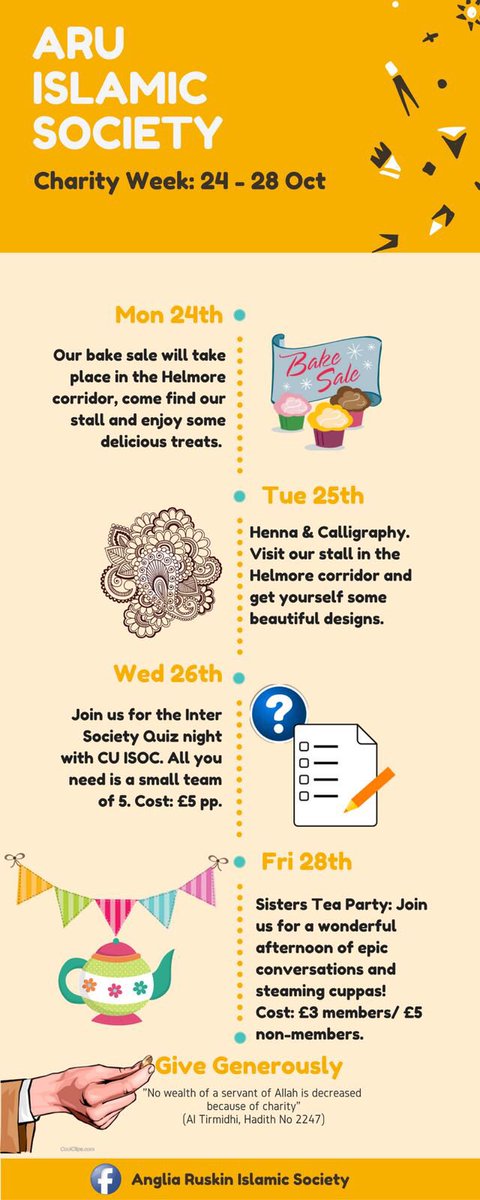 cambaruisoc's tweet photo. Are you coming to our events at #CharityWeek2016?! Don't miss our daily events starting with the bake sale! #CW2016 #CWMubarak https://t.co/H3Hc597IsG