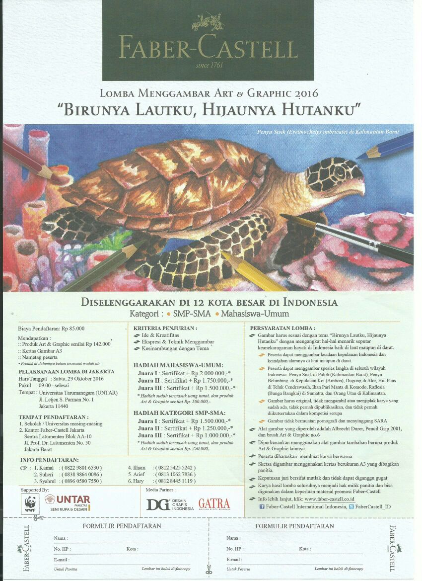 FSRDUntar's tweet photo. Birunya Lautku, Hijaunya Hutanku, Lomba Gambar di DKV Untar. #designschool #lomba #gambar #fabercastell #dkvuntar #desainuntar https://t.co/OmajEFw9dV