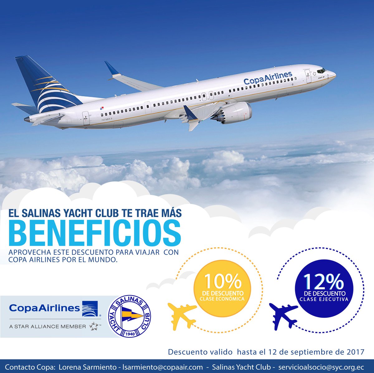 syc_ec's tweet photo. Aprovecha de estos beneficios que tu club te ofrece... #salinasyachtclub #copaairlines #syc2016 https://t.co/csbJ2Q9iB3