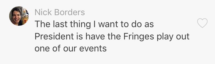 FringesBand's tweet photo. Only if we walk out through your vape clouds - we love you☁️ @NickBorders https://t.co/7yxxuzwrZl