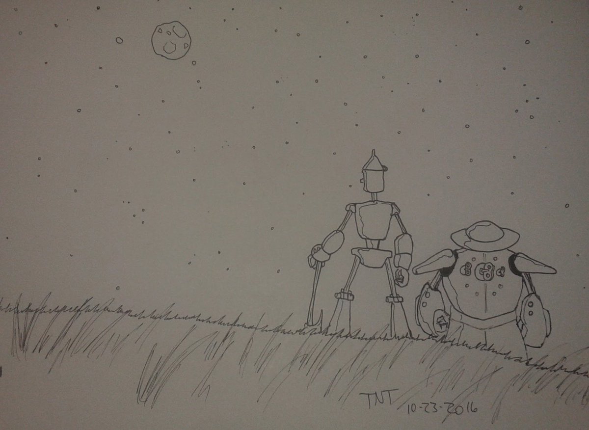 HiddenHistoryOz's tweet photo. Night Sky in Oz. Word of the Day: SLOW. #inktober #inktober2016 #TinWoodman #TikTok #LandOfOz #WizardOfOz https://t.co/IvskXySc6b
