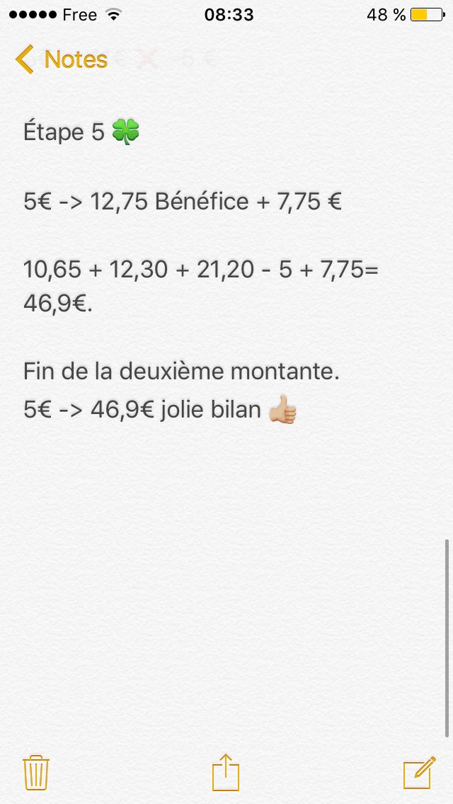 FullFullBet's tweet image. Bilan de la deuxième montante.
Départ : 5€
Fin : 46,9€ 
#ParionsSport #TeamParieur