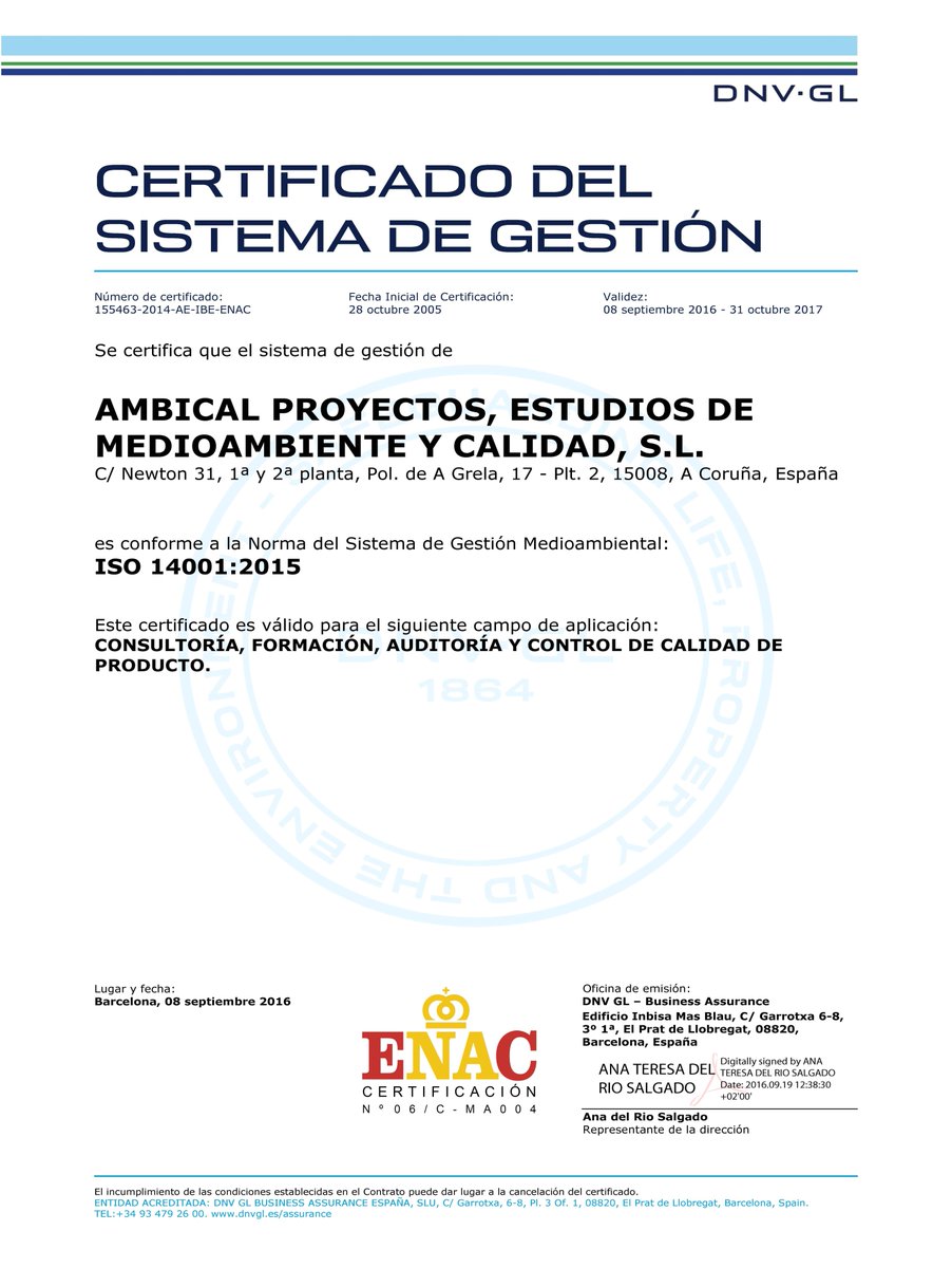 AMBICAL's tweet photo. 11 años ya comprometidos con el #MedioAmbiente Más info aquí https://t.co/DpzXY10cx1 #AmbicalRSC #RSC #ISO14001 #ISO14001_2015 @DNVGL_SPAIN https://t.co/GkjTe5L6uy