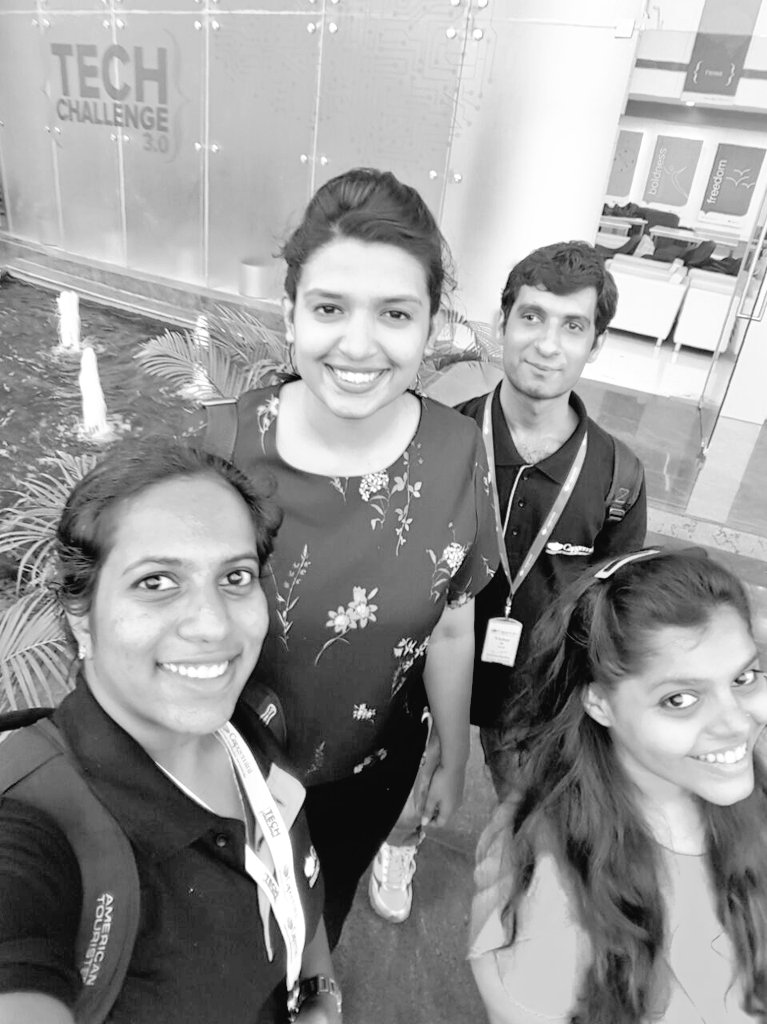swapnimehta's tweet photo. Exhausted but always up for a #selfie. Crazy 2 days with this wonderful team @sreeja_7 @Kishnani_T  @CapgeminiIndia  #TechChallenge3 https://t.co/Zco11CsvA9