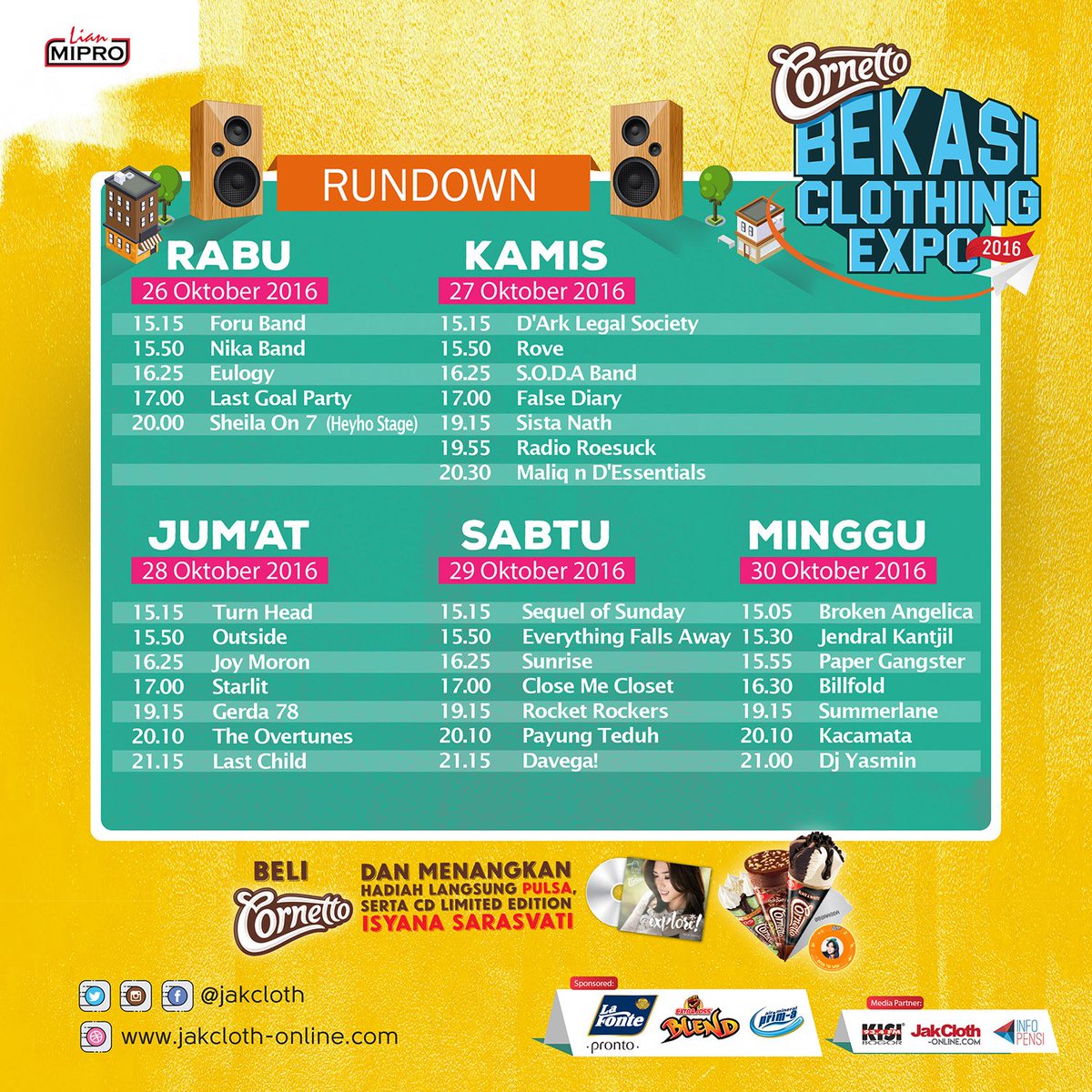 Sampai ketemu <a href="/sheilaon7/">Sheila On 7</a> besok di #CornettoID stage <a href="/CornettoID/">Cornetto Indonesia</a> Bekasi Clothing Expo ya guys!