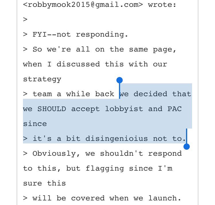 DrJillStein's tweet photo. Hillary campaign says it would be "disingenuous" to _not_  accept Super PAC and lobbyist money: https://t.co/zcGeQplXTw This is horrifying. https://t.co/PJaAaQ2R7c