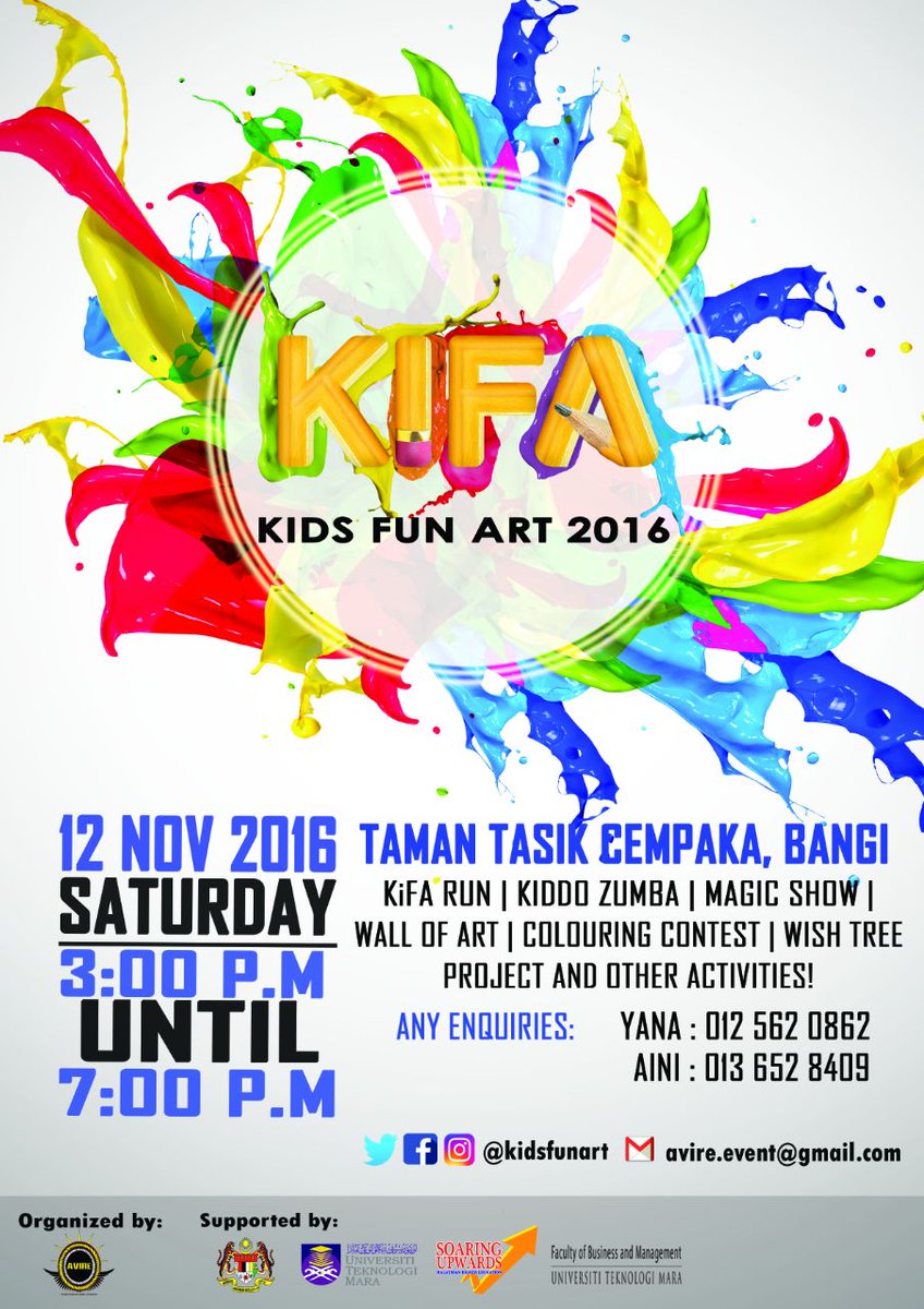 kidsfunart's tweet photo. Don't forget to bring your family to come to Kids Fun Art 2016 this 12th Nov 2016 at Taman Tasik Cempaka! #KiFA2016 https://t.co/JwTGINZrRQ