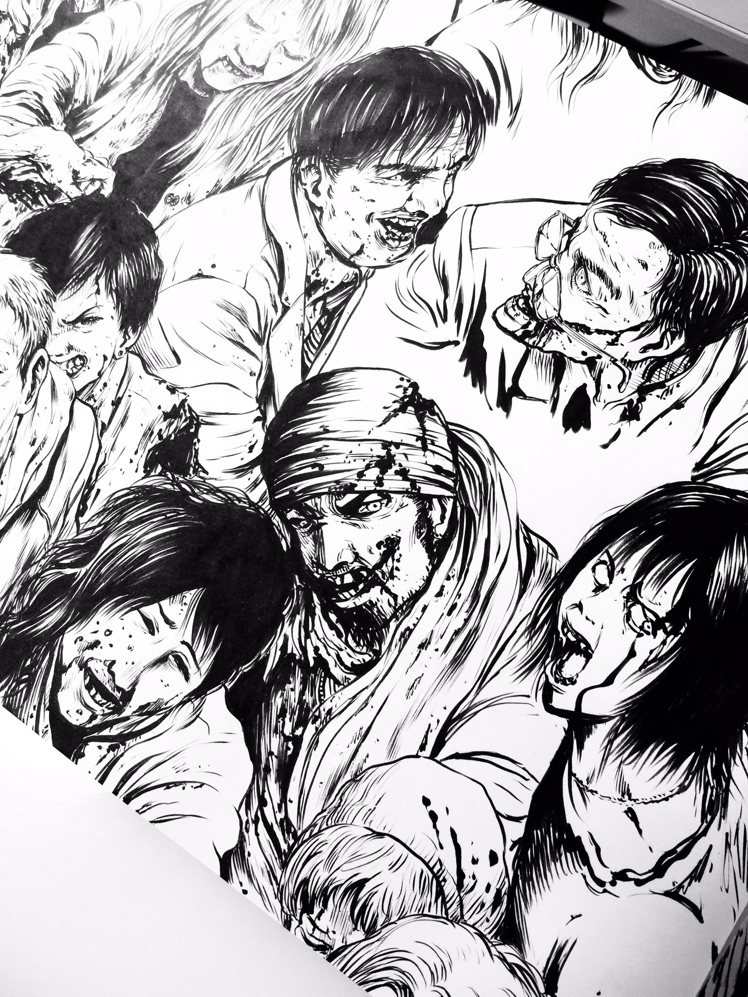 Twitter 上的 佐伊村 デッドランナー最終話制作中 祝 400体のゾンビ ただの落書きではない これがゾンビ山脈だ 毎日増殖ゾンビアートvol 399 400 下描き無し修正無し筆ペン一本勝負 毎日一体のゾンビを足していきます 400体目は東京アンデッドの悪い猿