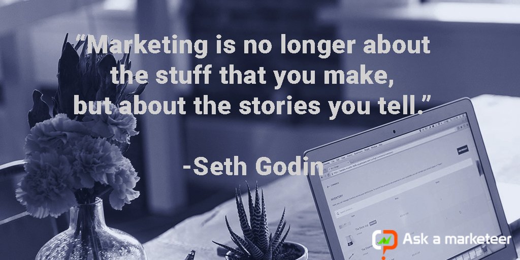 Ask_a_marketeer's tweet photo. Marketing is no longer about the stuff that you make. #marketing #lessons #setgodin #askamarketeer https://t.co/YkAjU8S8rx