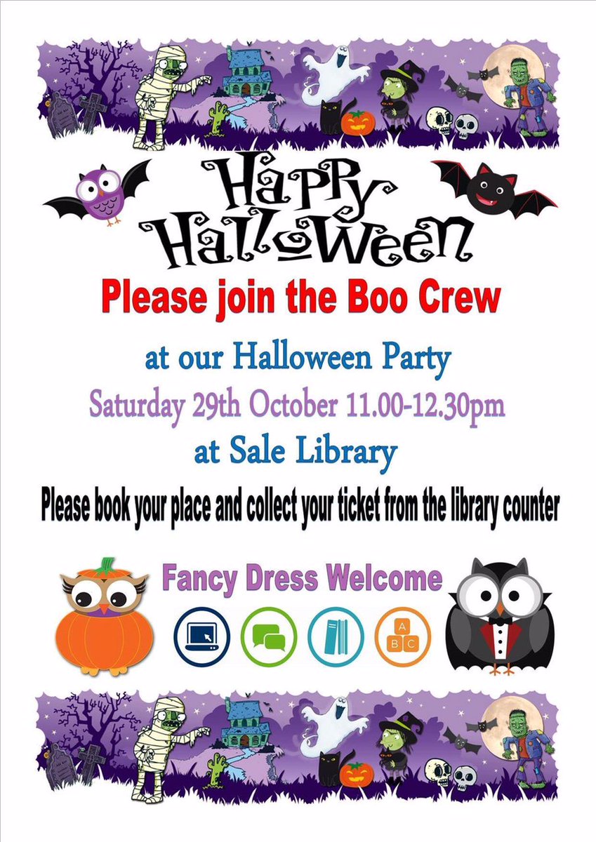 LifeInSale's tweet image. Family-friendly #Halloween party at #SaleLibrary on Saturday (29th Oct) from 11am - be a part of the &apos;Boo Crew&apos;! 🎃 👻 🕷  #SaleTown