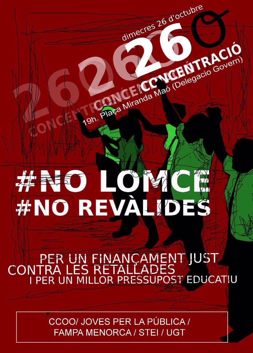 Dimecres, 26 d'octubre, Concentració a la plaça Miranda de Maó a les 19 h #nolomce #norevalides