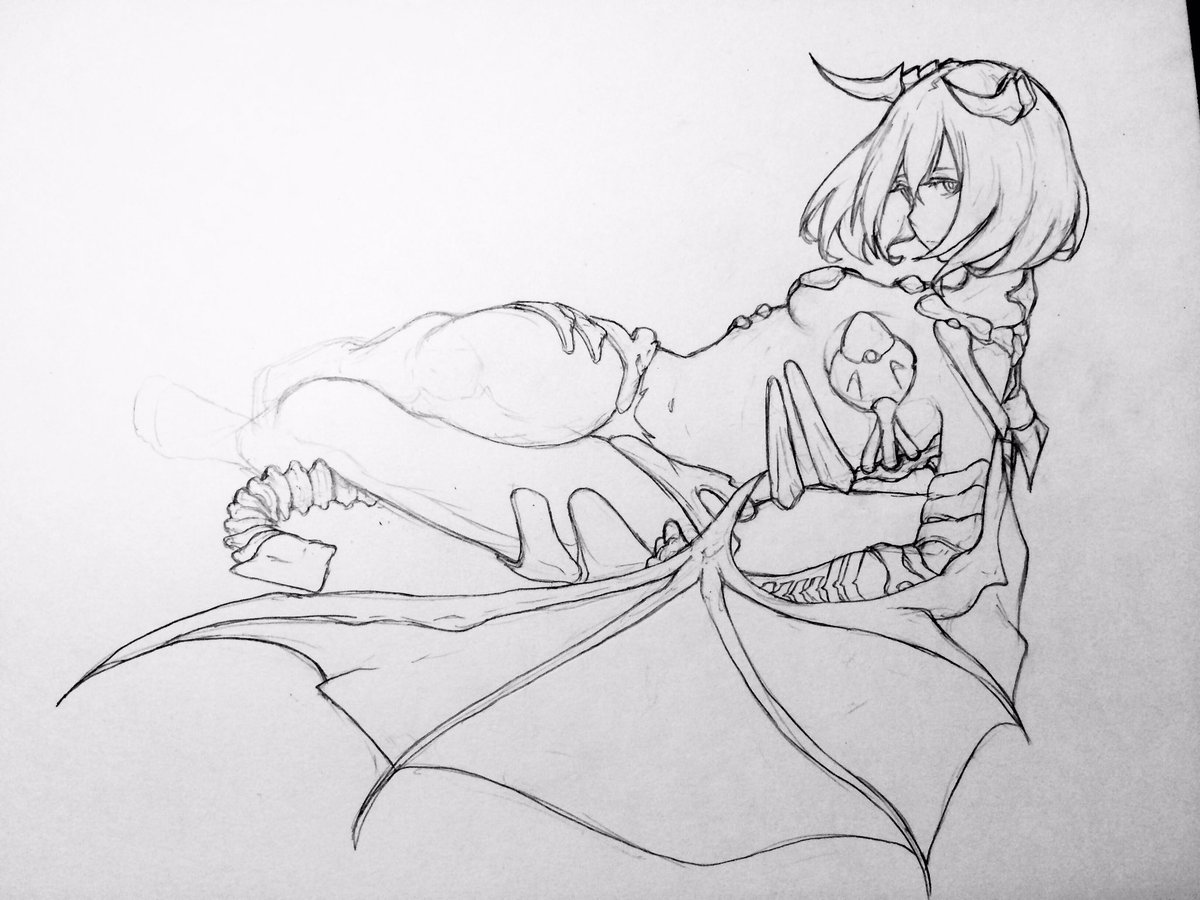 ハロウィン絵を描こうとしてたんやけどなぜか骨にハマり骨っぽいの描いちゃったからリベラルで悪魔っぽいの描こうとしたらまた骨描きたくなっちゃって…マジ君麻呂。 