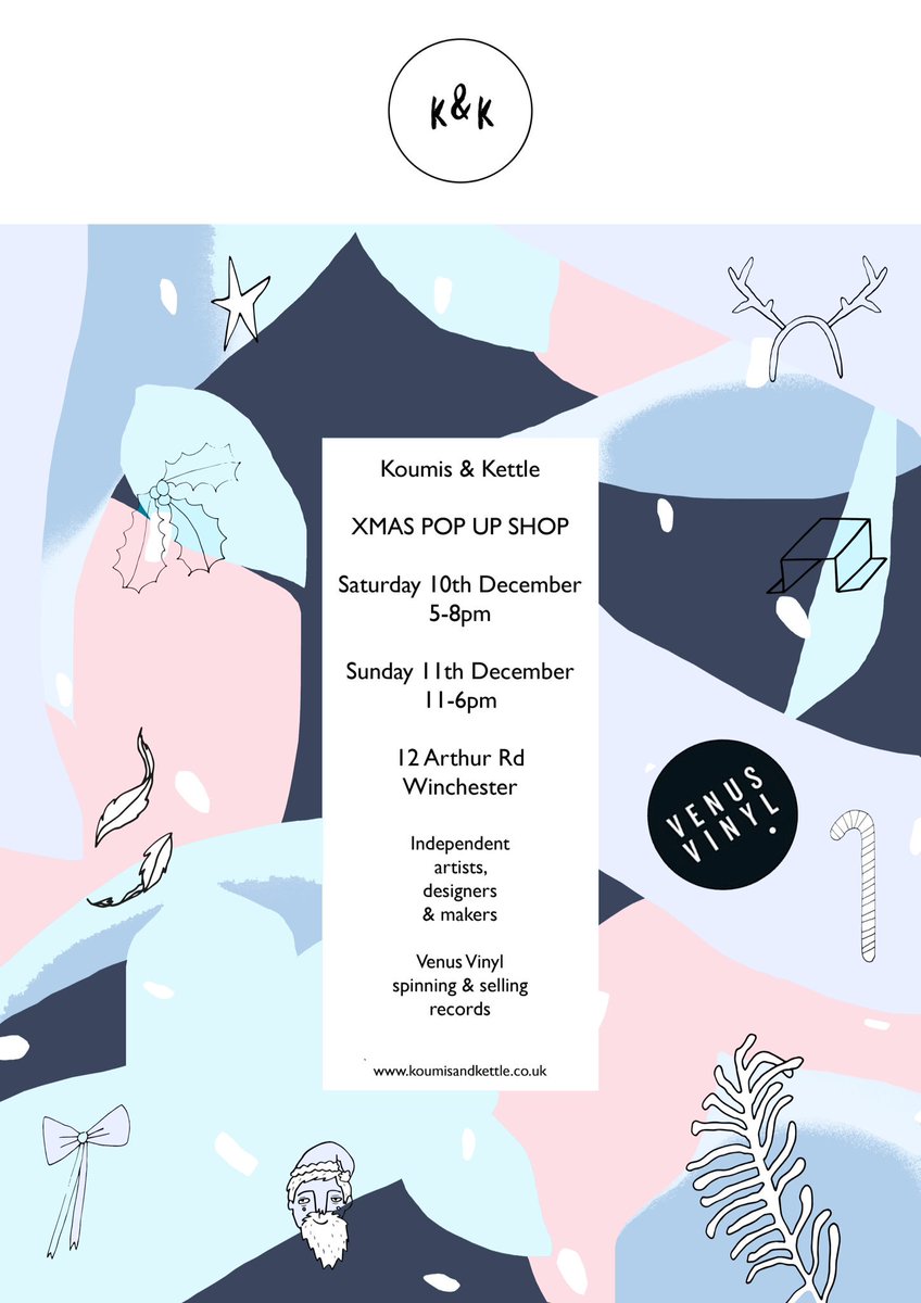 #xmas #popup #shop 10th &amp; 11th dec! Independent artists &amp; designers, unique textiles, clothes &amp; gifts. <a href="/VenusVinyl/">VENUS VINYL</a> spinning records!