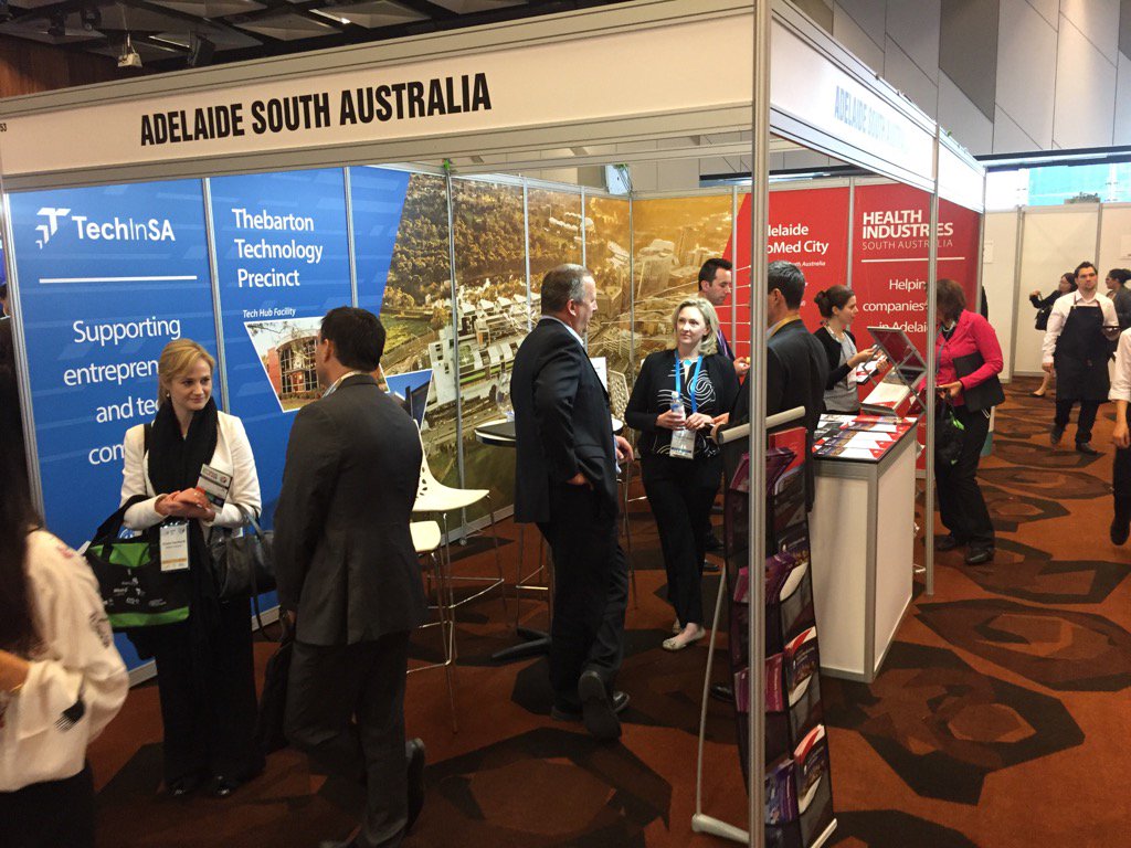 Mbaccanti's tweet photo. Busy shared booth of @HealthindsSA and @BionewsSA at @AusBiotech #biofest16 in Melbourne https://t.co/Vdk5fA7xow