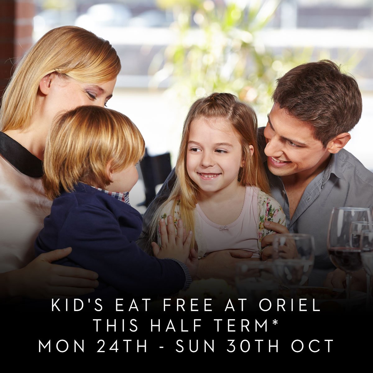 *Receive 1 free kid's set menu meal with every adult main purchased. Available from 12 noon every day, valid until 30th October 2016.