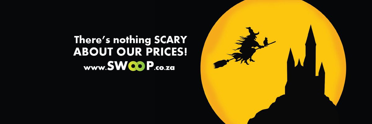 SwoopTech's tweet image. It's the week of all things SPOOKY but there's absolutely nothing scary about our prices! ;) swoop.co.za