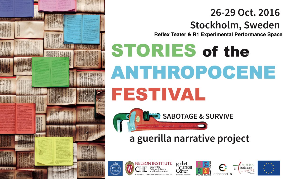 enhanceitn's tweet photo. The Stories of the Anthropocene Festival begins this Wednesday in Stockholm https://t.co/O5SDGltNoD @KTHuniversity @CarsonCenter #eurwild https://t.co/QOwFs0TIq1