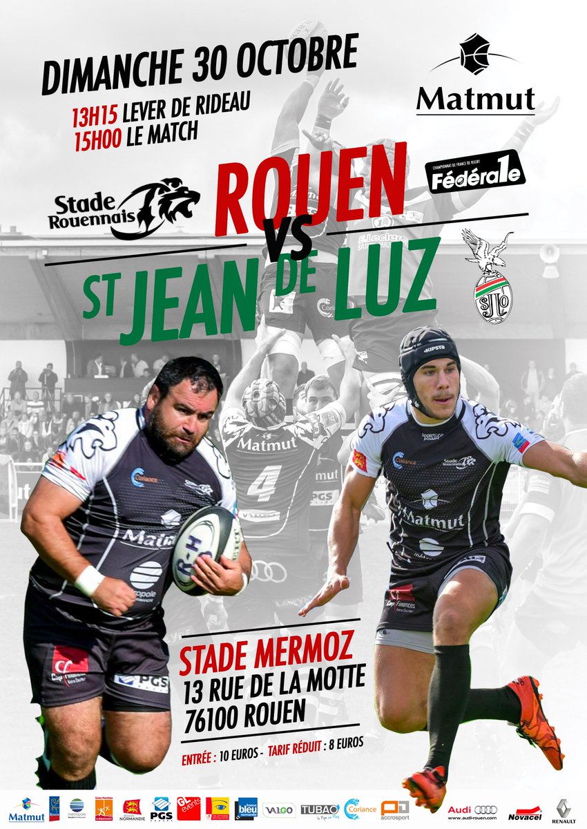 RouenNdieRugby's tweet image. AFFICHE DE MATCH
Les Lions reviennent dès ce dimanche à Mermoz pour un match face à un des dignes représentants du mythique rugby basque.