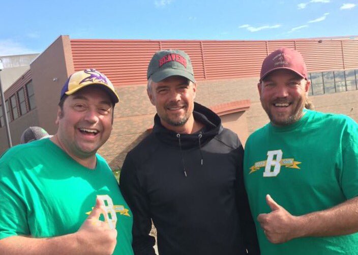 Tyler_Glen's tweet photo. @joshduhamel thx 4 making time 4 us Sat. Bring the fam up to Brandon anytime! #bdnmb #MSU #halloffame #boydstadium https://t.co/0sFsDFxsFk
