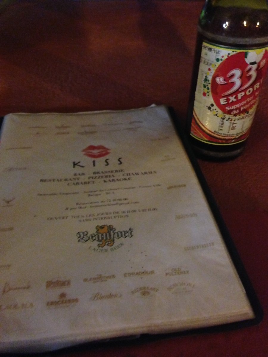 mike_shepp's tweet photo. Not sure if anyone else in Bangui appreciates the irony of bar name and strength of the local beer... (5%) @elisjames @nomadicrevery https://t.co/0UlFysm5TM