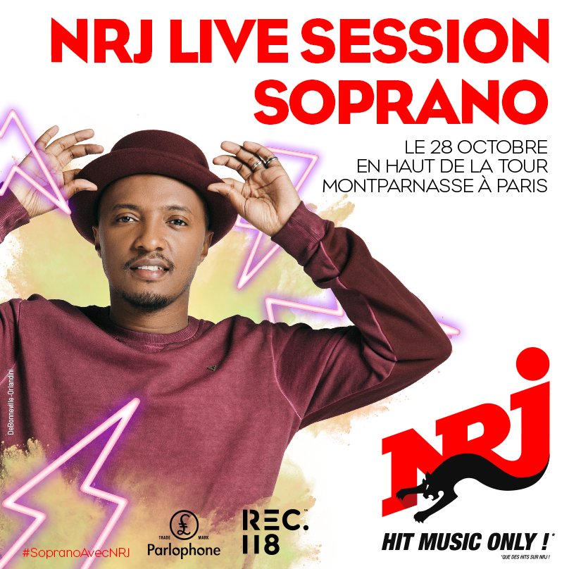 NRJRadiosDigit's tweet photo. On vous invite à la #NRJ Live Session de Soprano, le 28/10 à Paris !!
Pour choper vos invits commentez :) 10x2 places. Bon lundi :) 🎤😛🎉 https://t.co/5RzkS2PA6d
