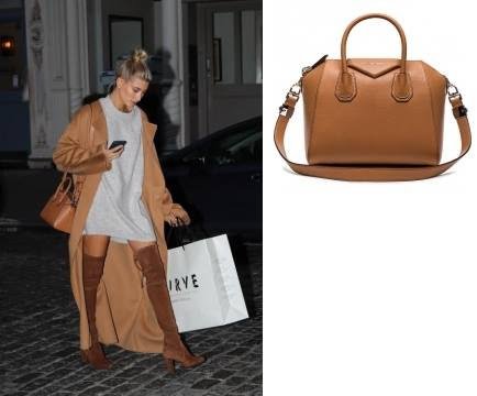 Star Style on X: Hailey Baldwin wearing Givenchy Antigona Small Bag in  Caramel #haileybaldwin   / X