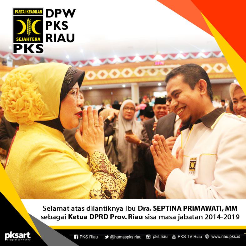 pksriauku's tweet photo. Ketua DPW @pksriauku @hmunief mengucapkan Selamat atas dilantiknya Dra. Hj. Septina Primawati, MM sebagai Ketua DPRD @ProvRiau https://t.co/zW0SaA7IPY