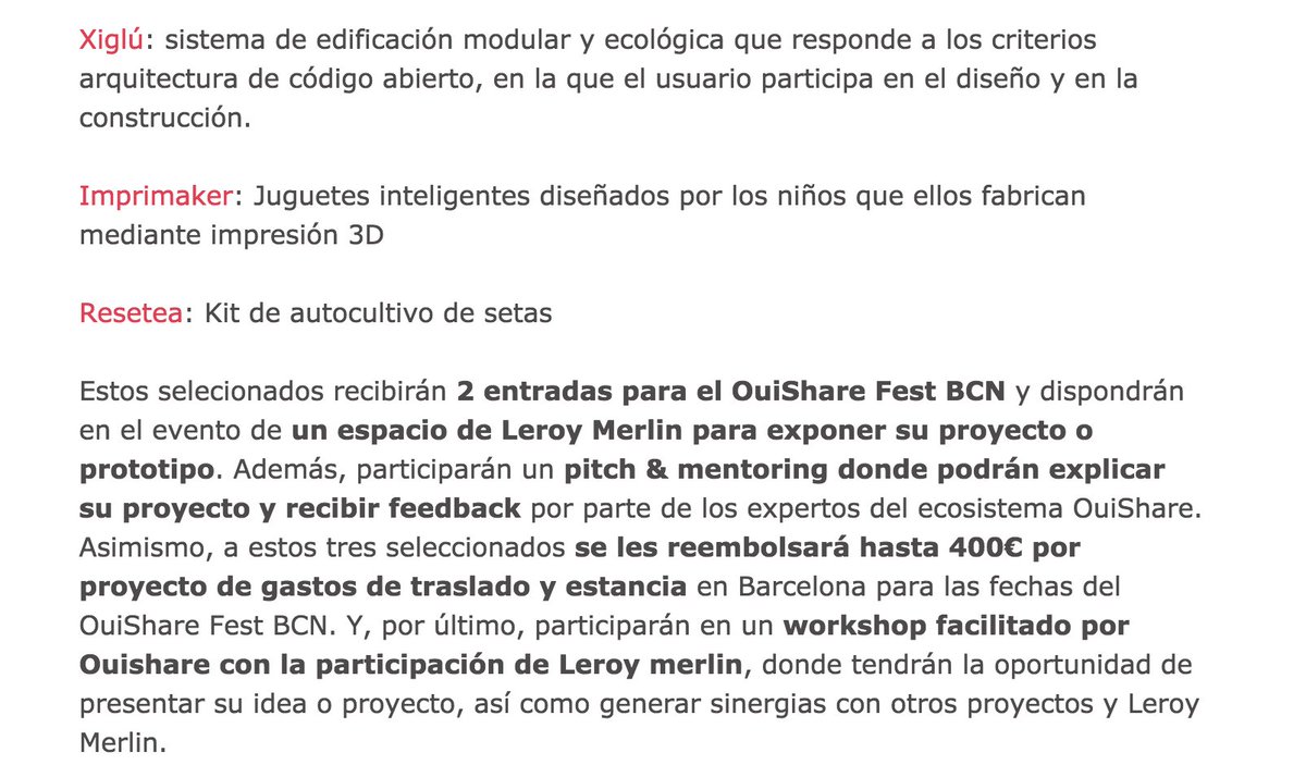OuiShare_es's tweet photo. Aquí los Finalistas #InnoHogar de #OSFestBCN https://t.co/fTBgWIPAHQ @Xilacurve @imprimaker y @resetea_ expondrán en espacio @leroymerlin_es https://t.co/rOHTKusJpD