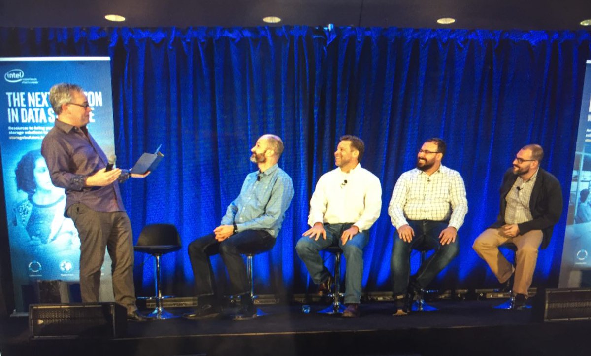 SFoskett's tweet photo. Caption this… @stingray92 @DemitasseNZ @darkkavenger #StorageBuilders #IntelStorage #VMworld https://t.co/rFmesR4qBs