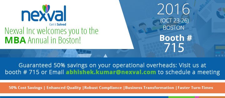 nexval_infotech's tweet photo. #MBAAnnual16, #NEXVAL, #MortgageOutsourcing, #itservice https://t.co/HOMMNEzmXt