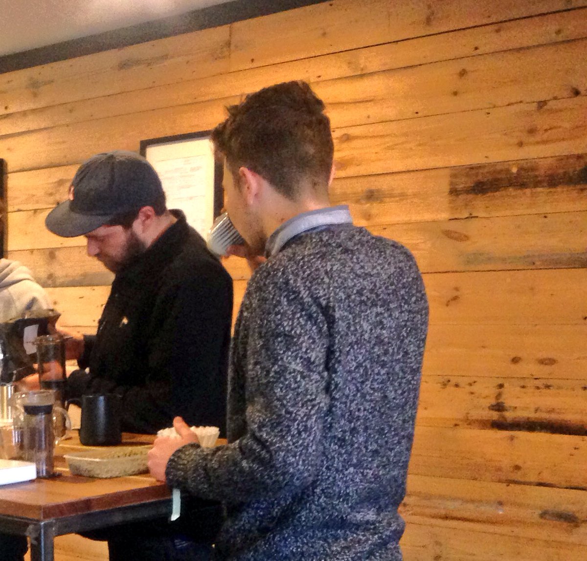 origincoffee's tweet photo. Great to have Josh from @strongadolfos in for training today - coincidentally the talent behind some of our illi's. https://t.co/QTu0PUtnnL